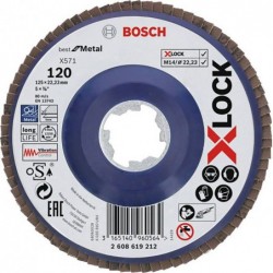 Bosch Discuri de slefuire evantai X-LOCK, versiunea dreapta, placa din plastic, D125, G120