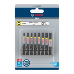 Bosch Set mixt 8 biti impact Torx 55mm, suport standard T15, T20, T25, T30, T40