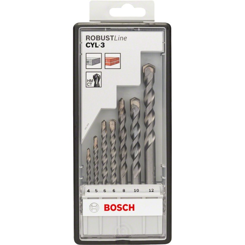 Bosch Set 7 burghie Robust Line CYL-3 pentru beton 4/5/6/8/10/12mm, caseta