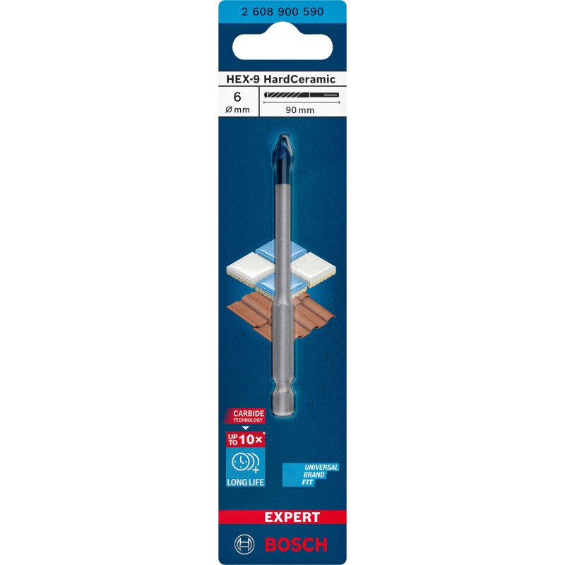 Bosch Burghiu Expert Hex-9 HardCeramic, 6x90mm