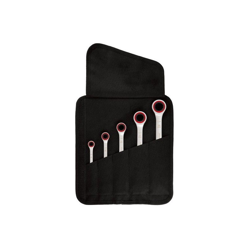 Bosch Set 5 chei combinate 8-19mm, clichet reversibil, husa textila