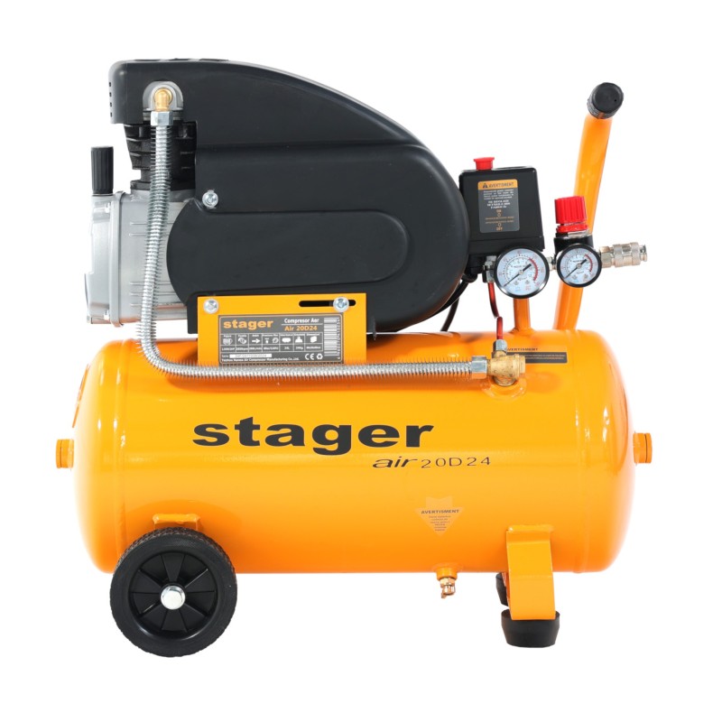 Stager Air 20D24 compresor aer, 24L, 8bar, 200L/min, monofazat, angrenare directa