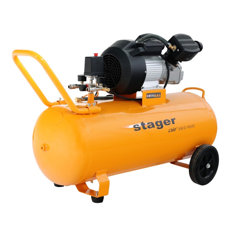 Stager Air 36D100 compresor aer, 100L, 10bar, 356L/min, monofazat, angrenare directa