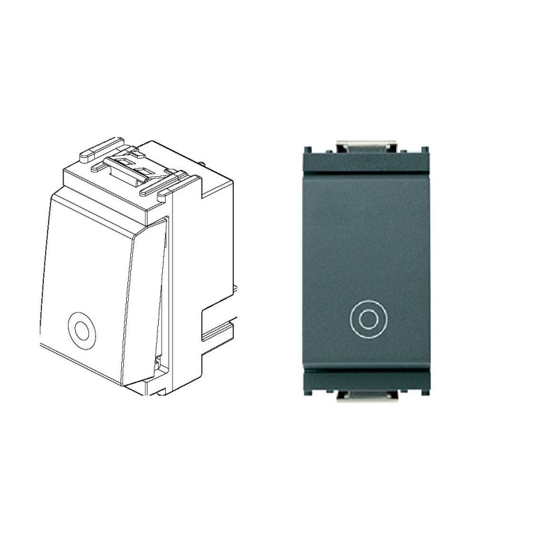 Vimar 16080 Buton cu revenire, 10A, 250V, 1P NO, gri antracit