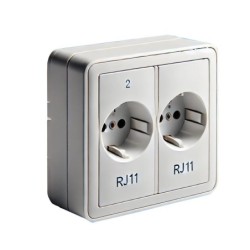 Vimar Priza modulara telefon, dubla distributie, 2xRJ11, alb