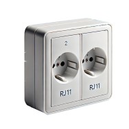 Vimar Priza modulara telefon, dubla distributie, 2xRJ11, alb