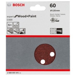 Bosch Set 5 foi slefuire Expert for Wood and Paint C430, 125mm, G60, 8 orificii