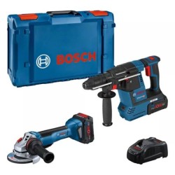 Bosch Kit 2 Scule GBH 18 V-26 Ciocan rotopercutor 2J + GWS 18 V-10 P Polizor unghiular 125mm + 2 Acumulatori Li-Ion 5.5Ah + Inca