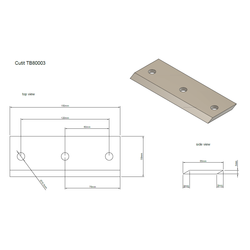 Progarden Cutit 150x55x5mm pentru TB80, TB80N si TE50