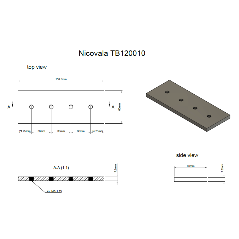 Progarden Nicovala 156.5x60x7.2mm pentru TB120, TB120E