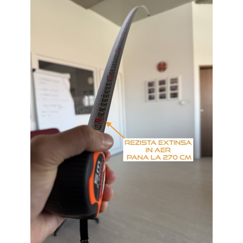 Ruleta Magnetica Heavy-Duty banda metalica cu dublu marcaj, ranforsata anti-shock si carabina, 5m x 28mm - CNO-RUL5X28-HD