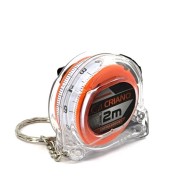 Ruleta Compacta banda metalica cu dublu marcaj, corp transparent cu inel tip breloc, 2m x 13mm - CNO-RUL2X13-KEY