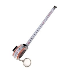 Ruleta Compacta banda metalica cu dublu marcaj, corp transparent cu inel tip breloc, 2m x 13mm - CNO-RUL2X13-KEY