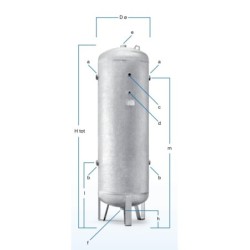 Rezervor vertical galvanizat / zincat - 900 litri, max. 11 bari - ABAC-V900-11B-ZINC