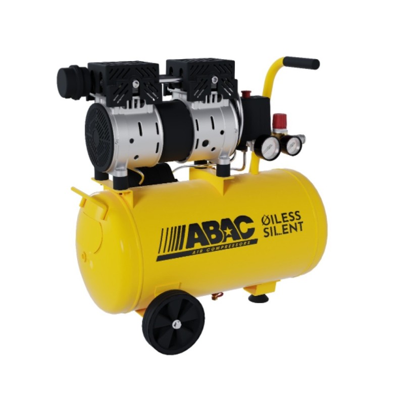 Compresor de aer cu piston fara ulei, silentios - 0.75 kW, 130 L/min, 8 bari - Rezervor 24 Litri - ABAC-POLE-POSITION-XT-SIL-10