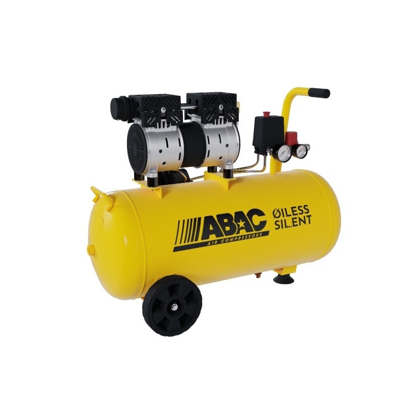 Compresor de aer cu piston fara ulei, silentios - 0.75 kW, 130 L/min, 8 bari - Rezervor 50 Litri - ABAC-MONTECARLO-XT-SIL-10