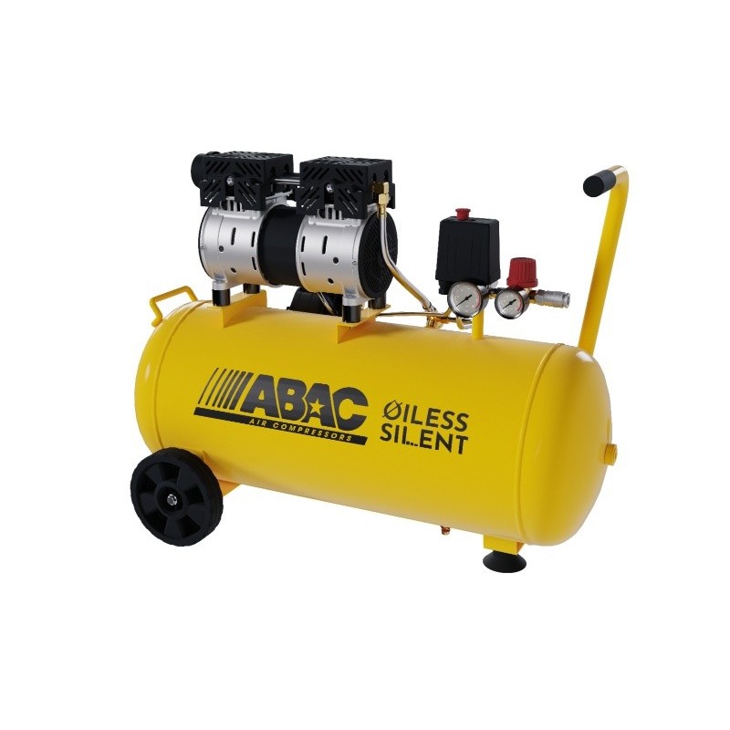 Compresor de aer cu piston fara ulei, silentios - 0.75 kW, 130 L/min, 8 bari - Rezervor 50 Litri - ABAC-MONTECARLO-XT-SIL-10