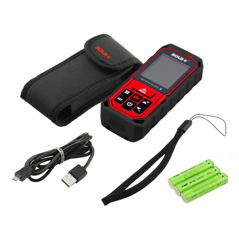 Telemetru cu laser roșu & Bluetooth/Camera - 80m, METRON 80 BTC - Sola-71029101