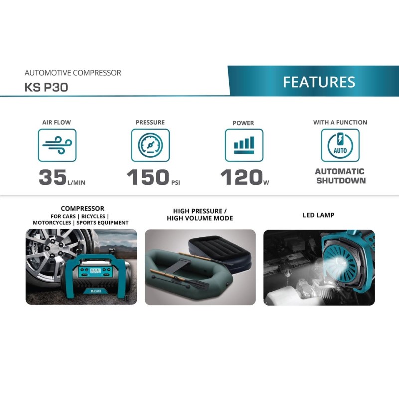 Compresor de aer auto - Konner & Sohnen - KS P30 Compresor de aer auto - Konner & Sohnen - KS P30