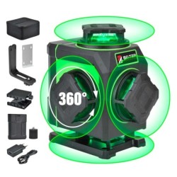 Nivela Laser Verde 4x360°, capuri laser rotative, raza de actiune 20m - Beiter TED-4DT