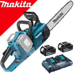 MAKITA DUC353PG2 Ferastrau cu lant cu 2 acumulatori Li-Ion, 2x18V, 6Ah, lama 35 cm, grosime lant 1.1 mm, pas 3/8" + Incarcator