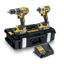DEWALT Kit 2 scule 18V Surubelnita cu impact Li-Ion, 205Nm, brushless (DCF887N) + Masina de gaurit cu percutie, Li-Ion, 70Nm, br