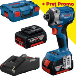 BOSCH GDR 18V-215 Surubelnita cu impact brushless, cu 2 acumulatori Li-Ion, 4Ah, 215Nm + L-BOXX