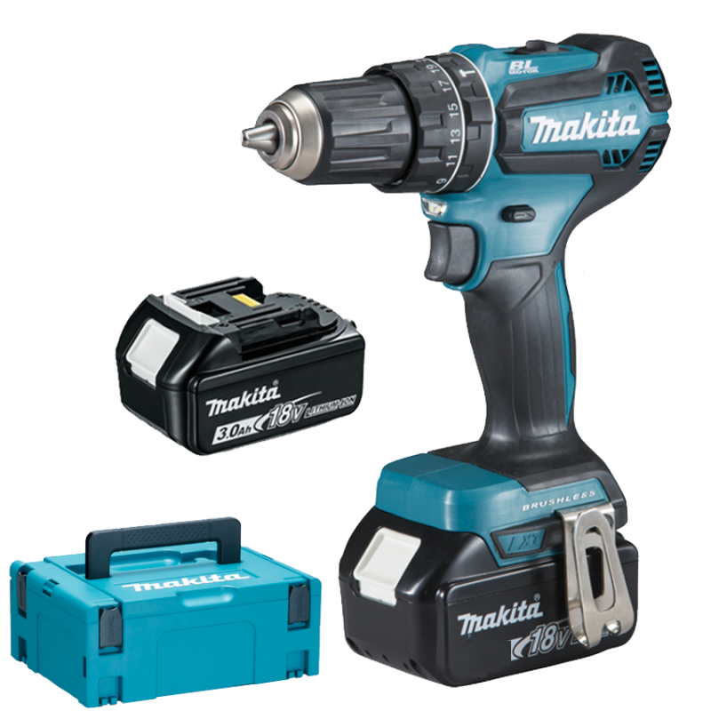 MAKITA DHP485RTJ Masina de gaurit cu percutie brushless cu 2 acumulatori Li-Ion, 18V, 5Ah, 50Nm + Makpac