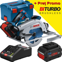 BOSCH GKS 18V-68 GC Ferastrau circular brusless BITURBO, cu 2 acumulatori Li-Ion, 8Ah + Incarcator + L-BOXX