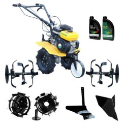 ProGARDEN Pachet Campo 703 Motocultor 7CP+ Plug simplu + Plug bilonat/rarita + 2 roti metalice 350x6 + 2L Ulei