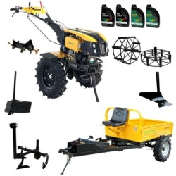 ProGARDEN Pachet Campo 1273 Alpine V2, Motocultor 12CP + PRS20-45 Prasitoare + Remorca RM500T+ Plug bilonat/rarita + Plug revers