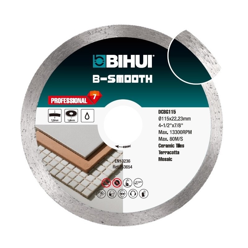 Disc Diamantat pt. taiat placi ceramice, uz universal, 115x22.23 (mm) Profesional - BIHUI-DCBG115