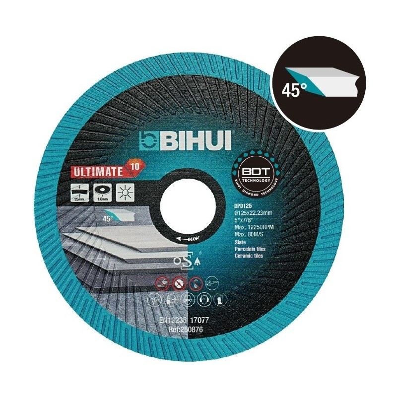 Disc Diamantat pt. taiat/slefuit Portelan, Placi ceramice, Ardezie 115x22.2 (mm) Ultimate BDT - BIHUI-DPD115
