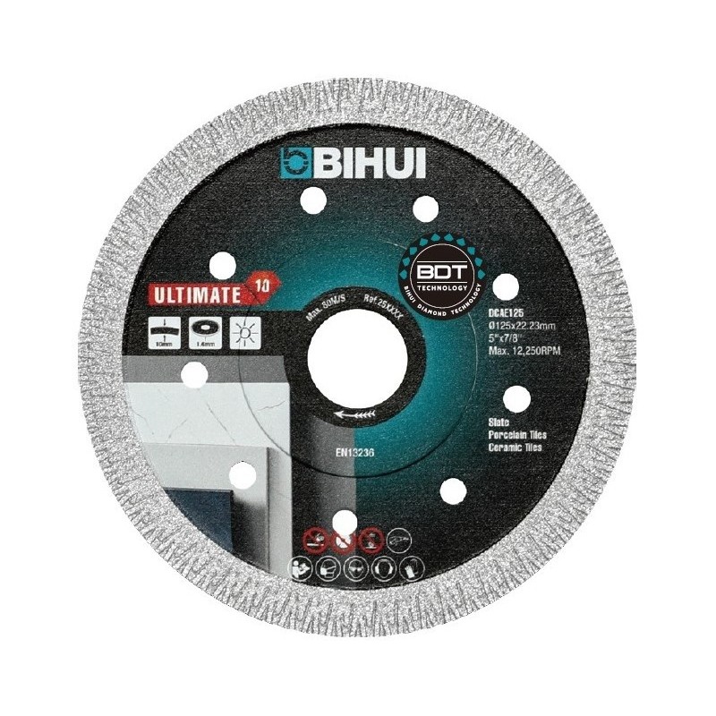 Disc Diamantat pt. Materiale dure, Portelan, Placi ceramice, 125x22.2 (mm) Ultimate BDT - BIHUI-DCAE125