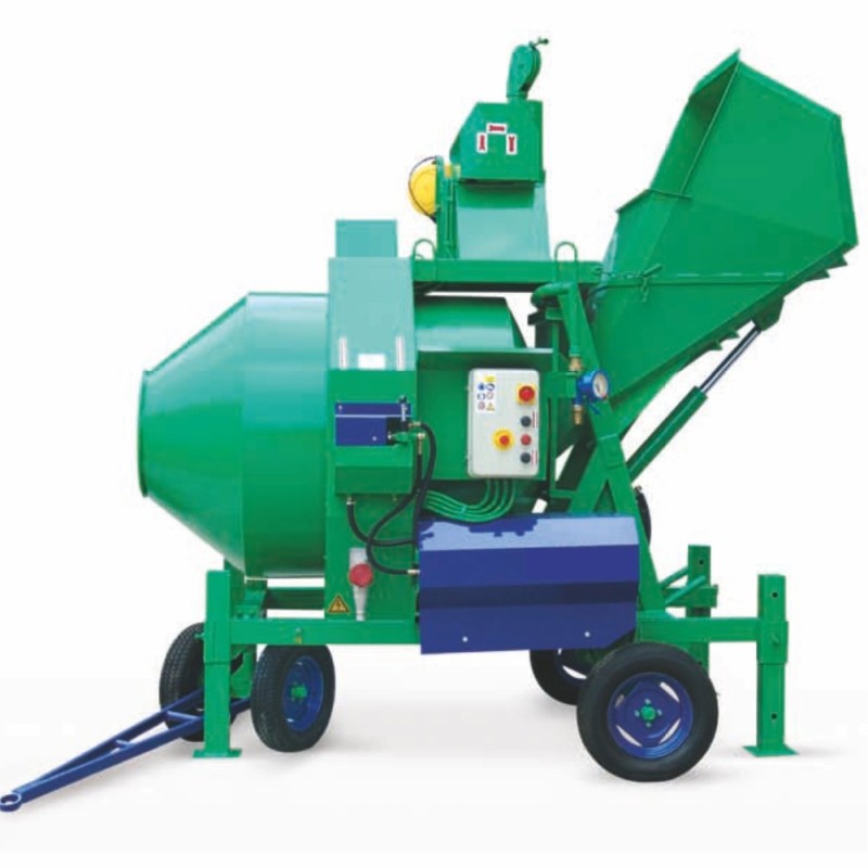 Betoniera cu automatizare BIR 1250ECV, motor 400V, 9 kW, 1250 l, 24 m³/h, contor apa, vibrator bena