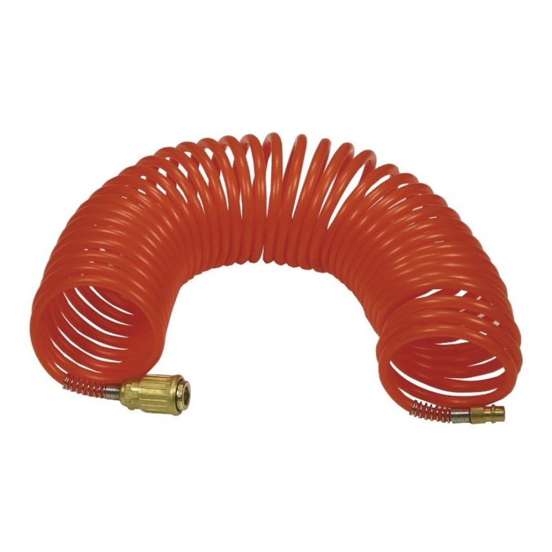 Furtun spiralat flexibil aer comprimat cu cuple rapide - 1/4", 8 bari, 6x8 (10m) - ABAC-8973005519
