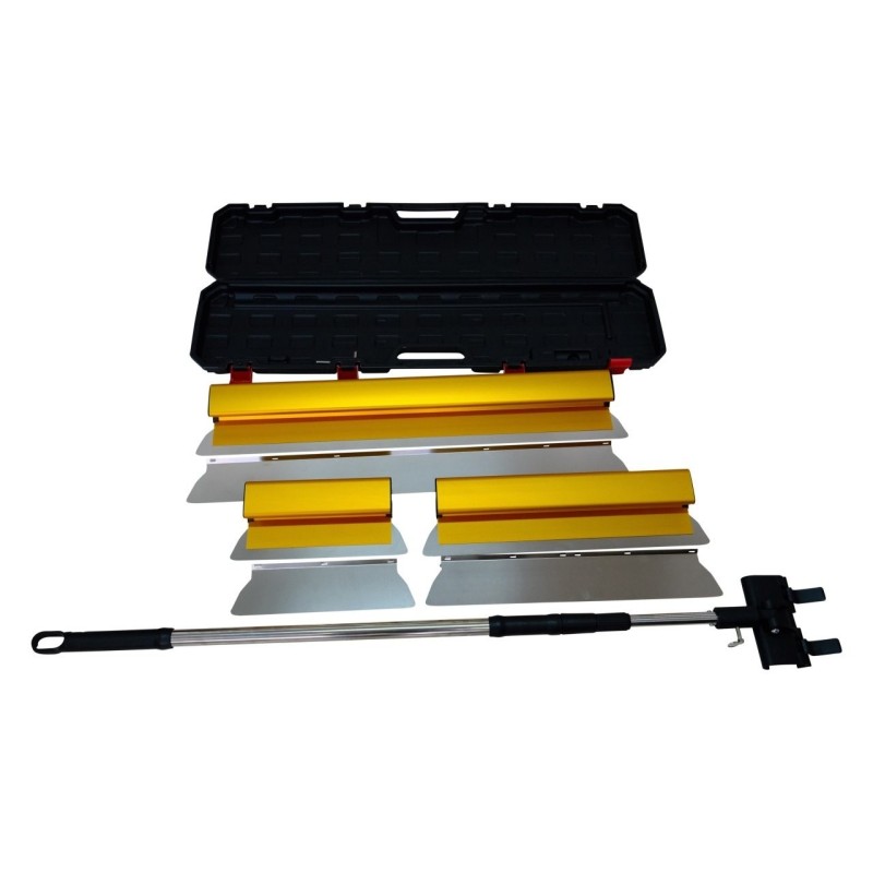 Set de gletiere profesionale Heavy-Duty aluminiu 30, 50, 80 (cm) x 3,5mm cu maner extensibil si cutie de transport - CNO-GHD853S
