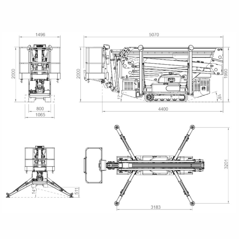 Nacela cu senile tip spider IMER ACCESS IM R20 DA Hybrid H 20m/max 230kg generator 11cp / 4Kw AC