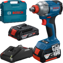 BOSCH GDX 18V-285 Masina de insurubat cu impact brushless, cu 2 acumulatori Li-Ion, unul de 2Ah si unul de 4Ah, 285Nm + L-CASE