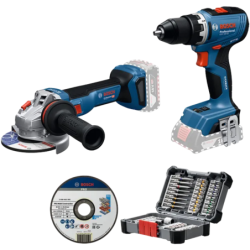BOSCH Kit 2 scule 18V (SOLO) GSR 18V-65 Masina de gaurit si insurubat brushless, Li-Ion, 63Nm + 18V-11 (SOLO) Polizor unghiular