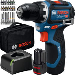 BOSCH GSR 12V-32 Masina de gaurit si insurubat brushless cu 2 acumulatori Li-Ion, 2Ah, 32Nm + Set 24 accesorii + Geanta textil