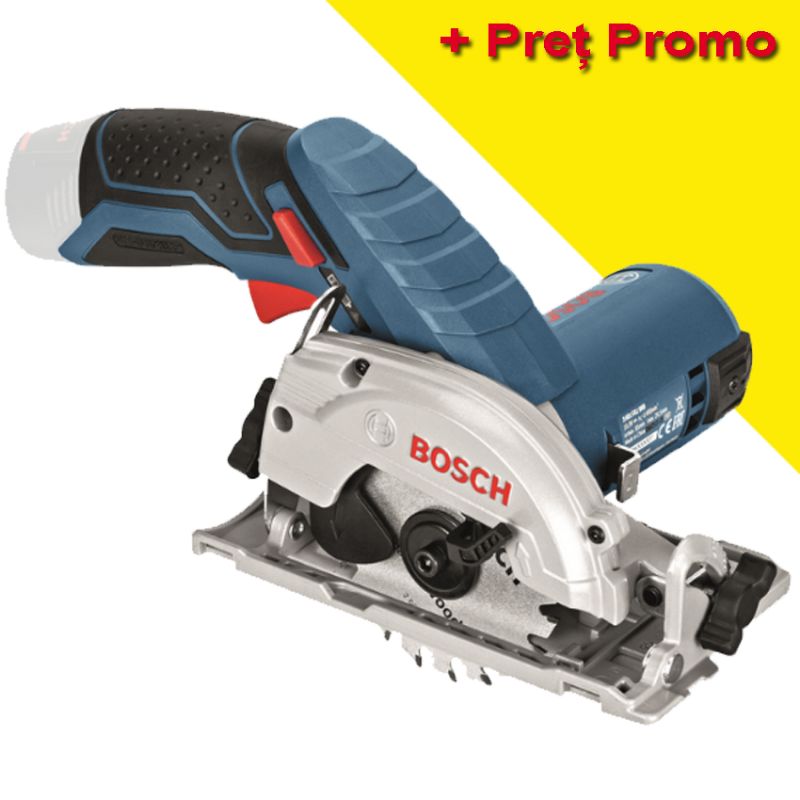 BOSCH GKS 12V-26 (SOLO) Ferastrau circular Li-Ion, fara acumulator in set (Izolatia cauciucata de pe manar prezinta o deformare)