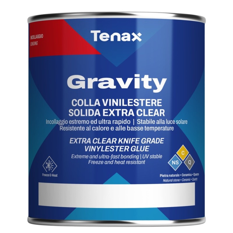 Adeziv / mastic vinylester solid extra-rapid si extra-transparent, pt. ceramica, piatra naturala si quartz - Tenax GRAVITY, 1lit