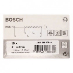 Bosch Set 10 burghie pentru metal HSS-R, DIN338, 5.3x52x86mm