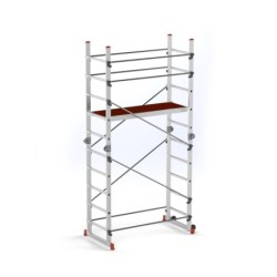 Schela aluminiu mobila cu doua scari pliabile 2x5 trepte, inaltime 3m, platforma 1,35x0,45(m), max. 150kg - CNO-SME-ACRO4M