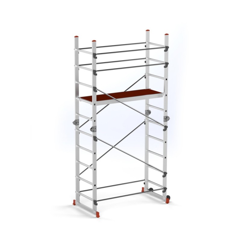 Schela aluminiu mobila cu doua scari pliabile 2x5 trepte, inaltime 3m, platforma 1,35x0,45(m), max. 150kg - CNO-SME-ACRO4M