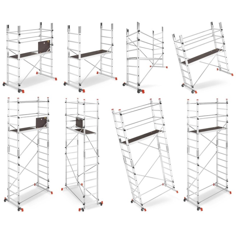 Schela aluminiu mobila 2x2(m), inaltime 4m, platforma 1,6x0,45(m), max. 150kg - CNO-SME-ADDY5M