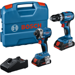BOSCH Kit 2 scule 18V GDR 18V-215 Surubelnita cu impact brushless, cu 2 acumulatori Li-Ion, 4Ah, 215Nm + GSB 18V-45 Masina de ga