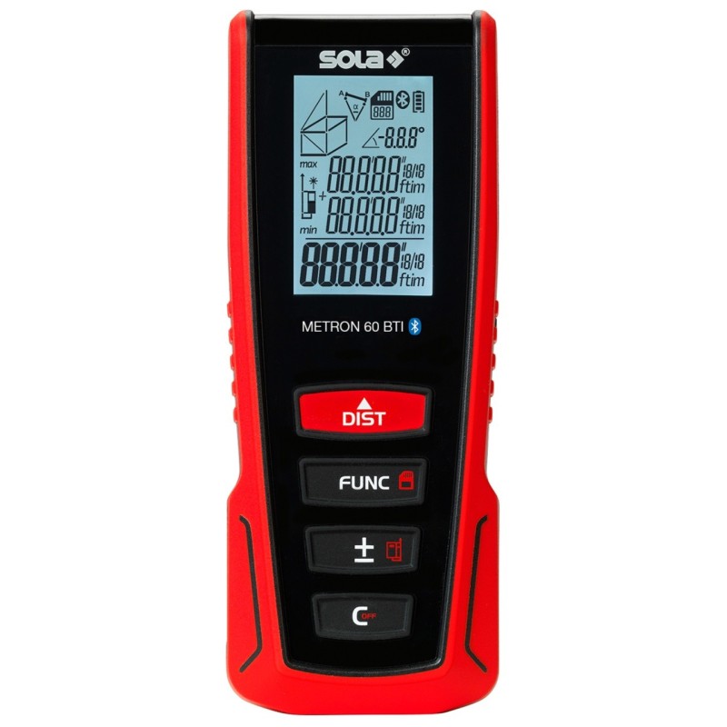 Telemetru cu laser roșu si bluetooth, Sola App - 60m, METRON 60 BTI - Sola-71027101