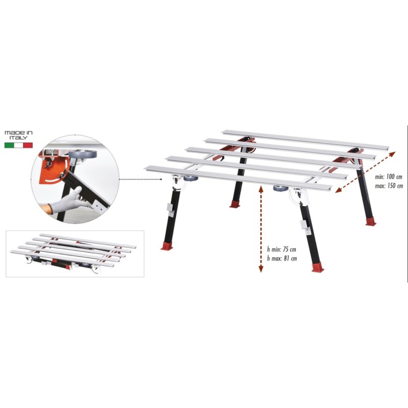 Masa modulara de lucru BIGFOOT XXL, sarcina 150kg, 170x100-150cm - Raimondi-394MBXXL01R